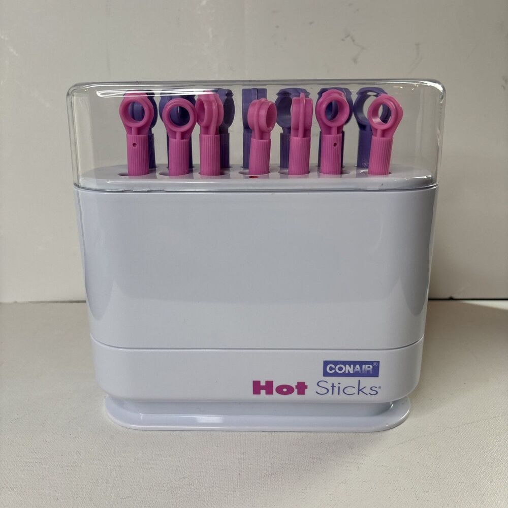 CONAIR Hot Sticks HS18R Hair Setter 14 Flexible Rollers Curlers Vintage WORKS!